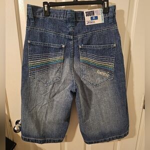 Vintage Vtg Y2K SouthPole Embroidered Wide Leg Baggy Denim Jean Shorts Men's 34
